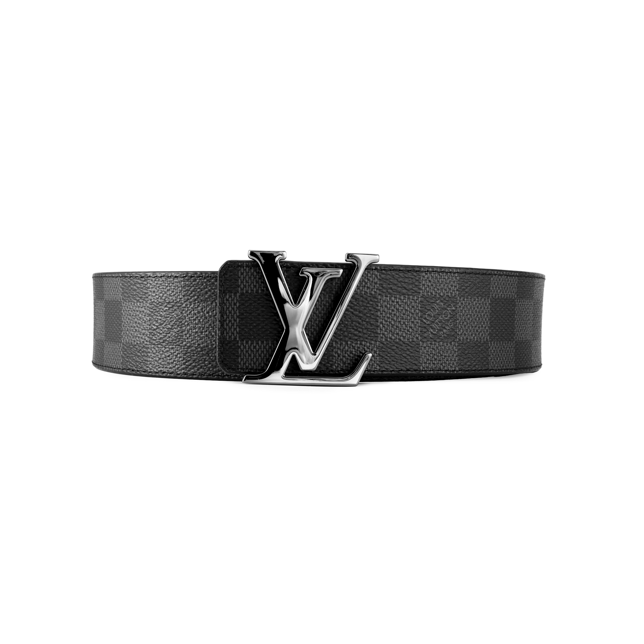 Customizable Engraving Louis Vuitton Damier Reversible Leather Belt Grey/Black 4cm M0213