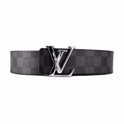 Customizable Engraving Louis Vuitton Damier Reversible Leather Belt Grey/Black 4cm M0213