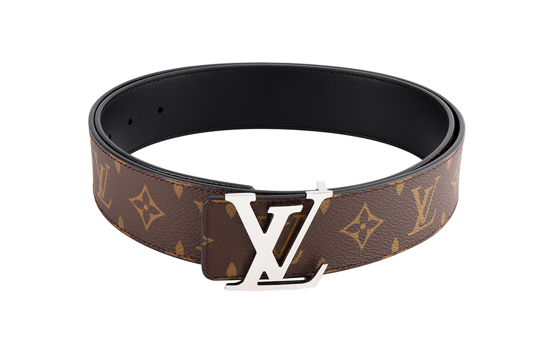 Shop Cinturón Personalizable LOUIS VUITTON Logo Letra Negro Cuero Hombre 4cm. M9821
