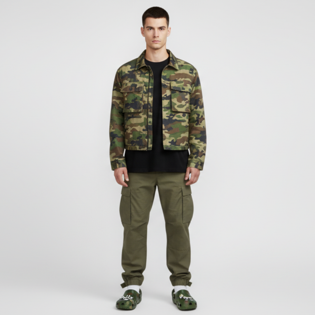 Lookbook Daily Paper x Crocs经典洞洞鞋 '绿色迷彩' 207250-315