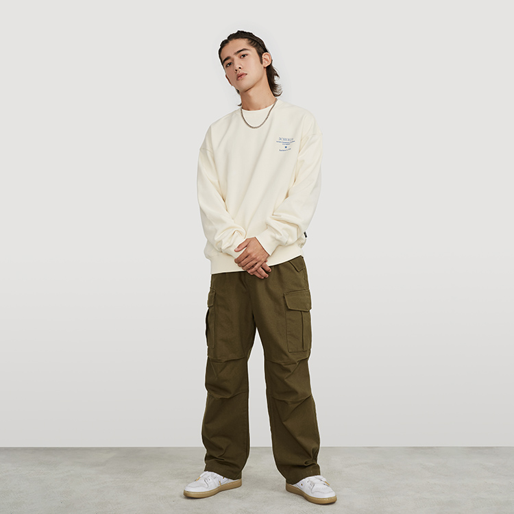 DC Shoes Retro American Solid Color Logo Print Crewneck Sweatshirt Unisex DC224M1514 圖 4