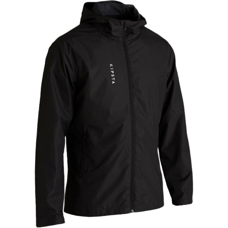 DECATHLON Black Windproof Quick-Dry Running Jacket with Hood and Zipper 8364278