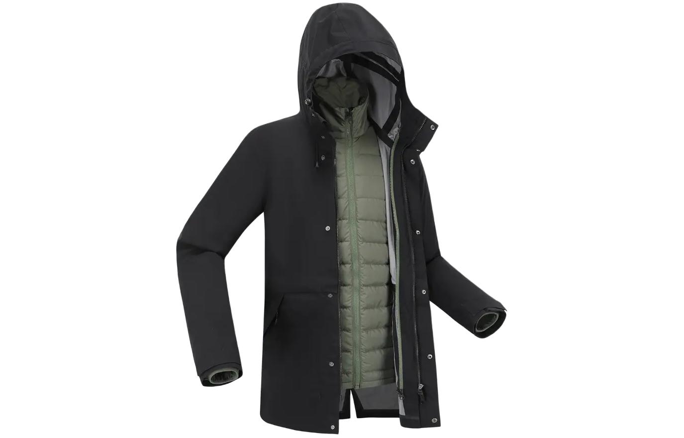 DECATHLON Forclaz Travel 900 Waterproof 3-in-1 Hiking Jacket Men Black 8789011