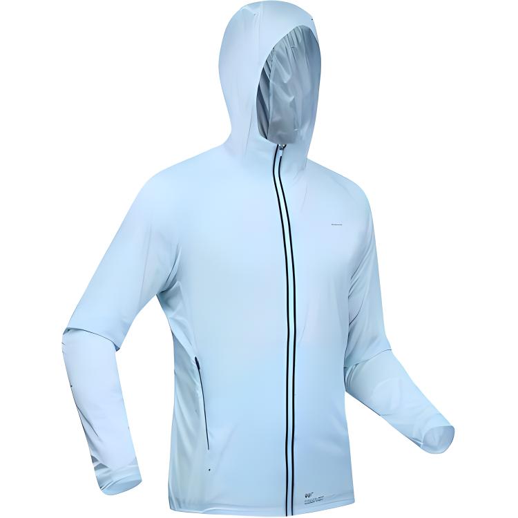 DECATHLON Waterproof Breathable Lightweight Hoodie Jacket Unisex Light Blue 349178