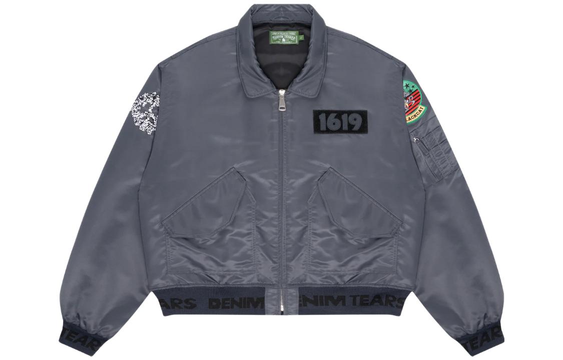 Denim Tears Alphanumeric Embroidered Jacket Unisex Gray Blue 800-082-49