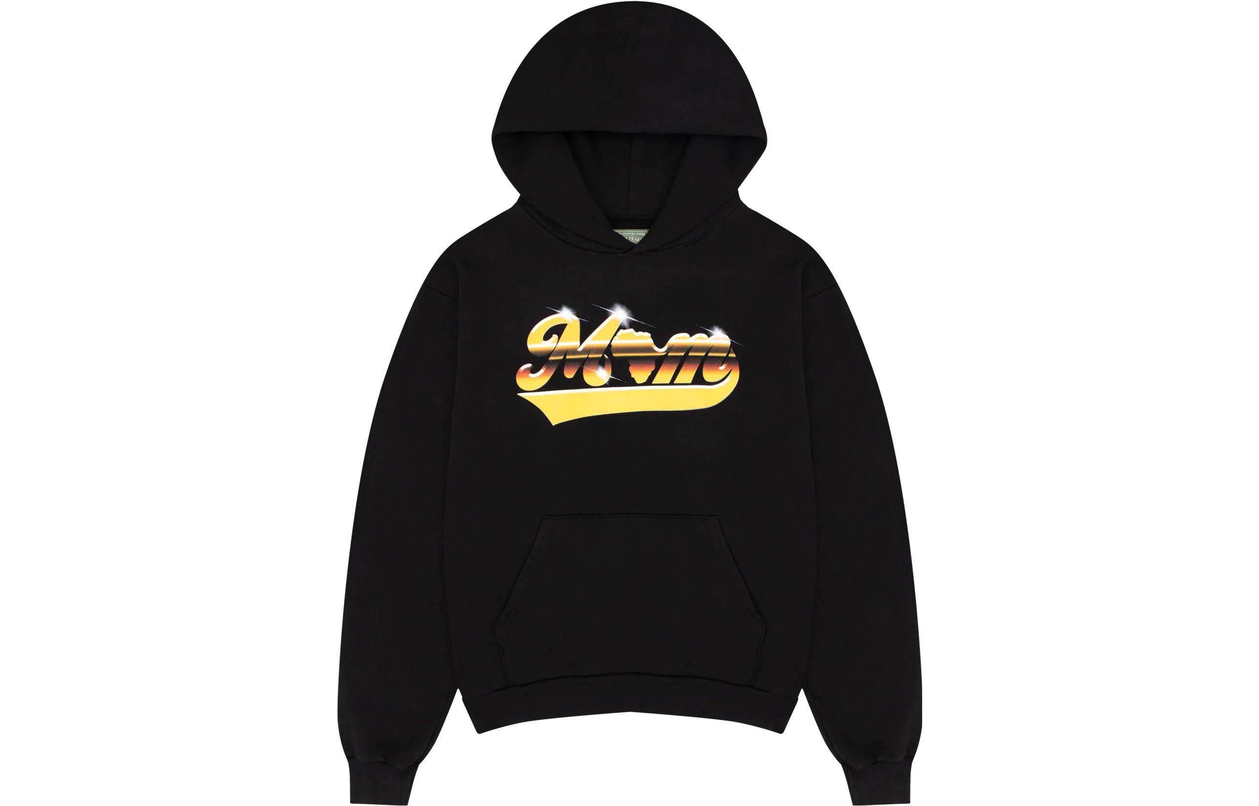 Denim Tears Black Cherub SS24 Letter Print Hoodie Unisex Black 201-010-100