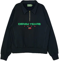Denim Tears Black Half-Zip Pullover Hoodie with Letter Print DT091609 Denim Tears Black Half-Zip Pullover Hoodie with Letter Print DT091609
