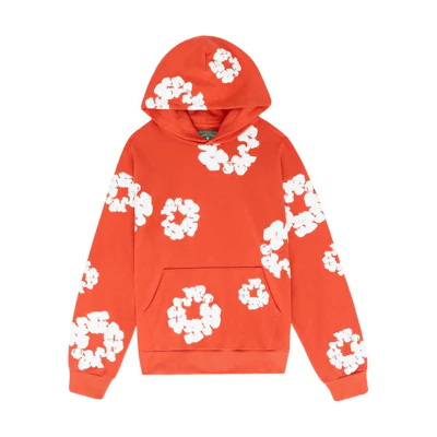 Denim Tears Colorblock Floral Wreath Print Hoodie Unisex Orange. 301-090-30