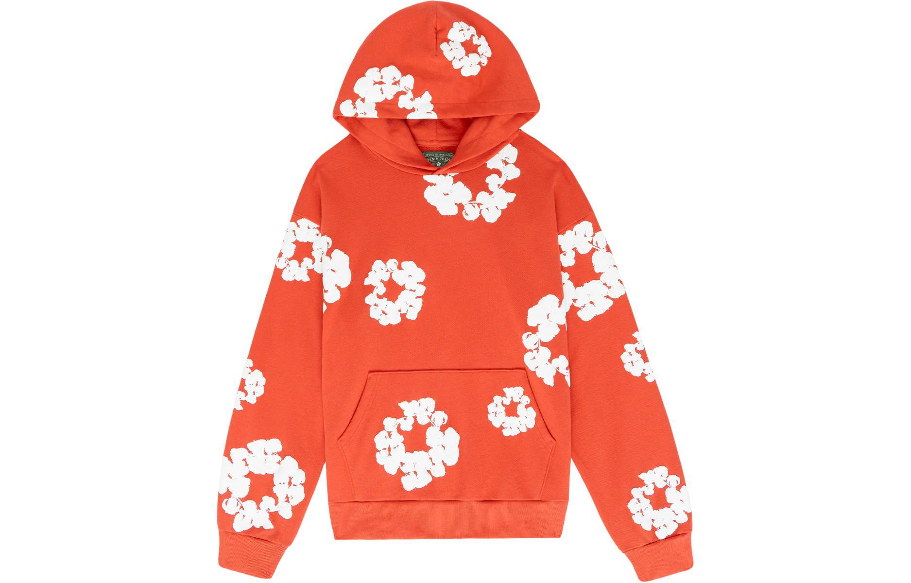 Order Sudadera Unisex Naranja Denim Tears Colorblock con Estampado Floral. 301-090-30