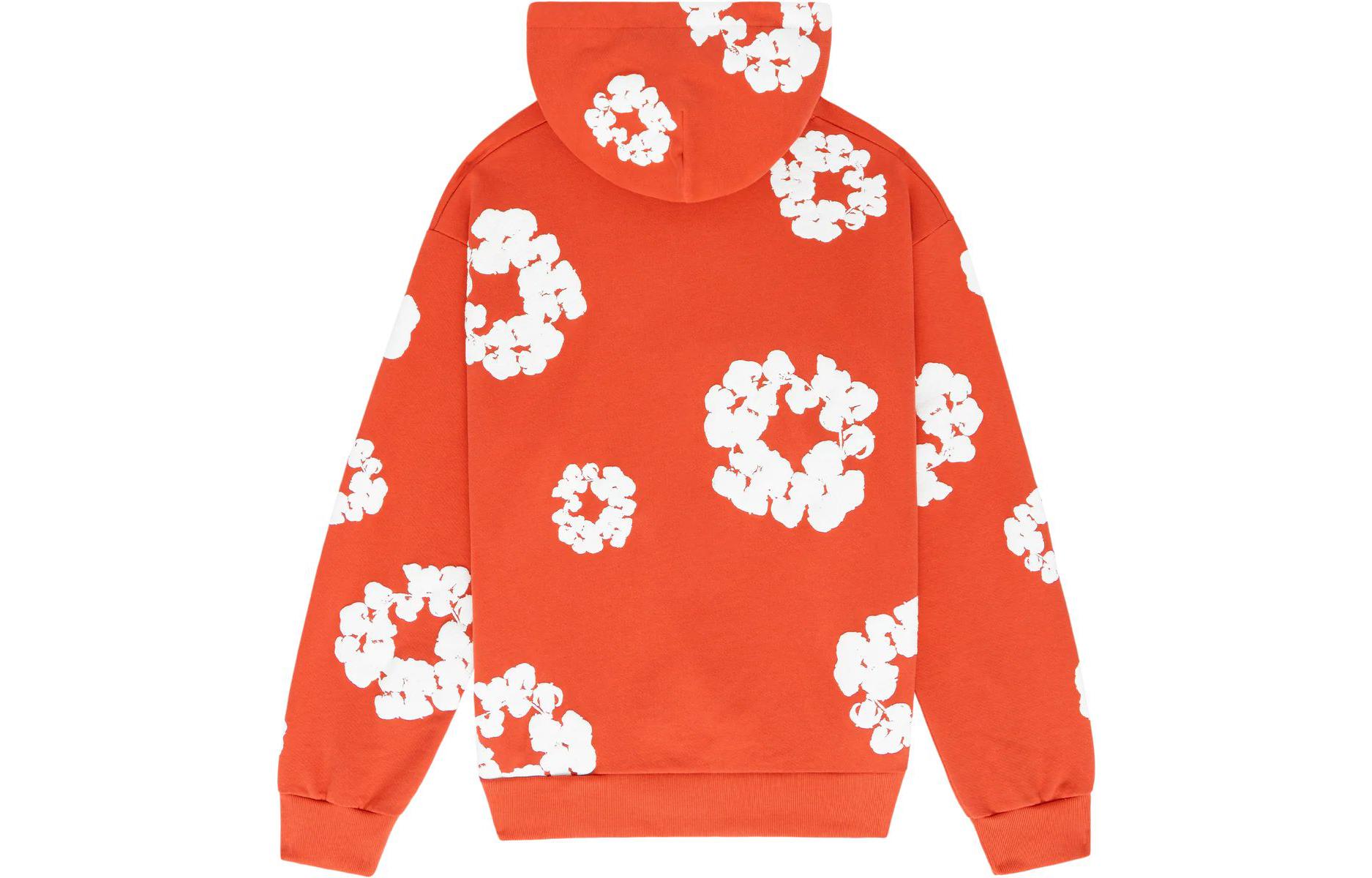 Lookbook Sudadera Unisex Naranja Denim Tears Colorblock con Estampado Floral. 301-090-30