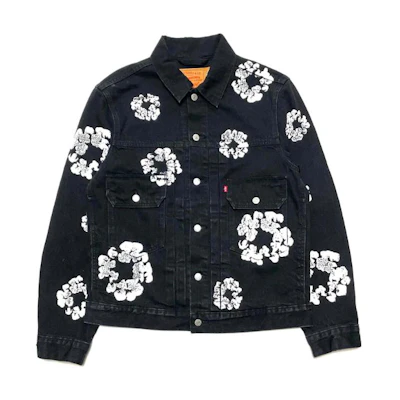 Denim Tears Floral Button-Up Denim Jacket Unisex Black. PC9-A2318-0006