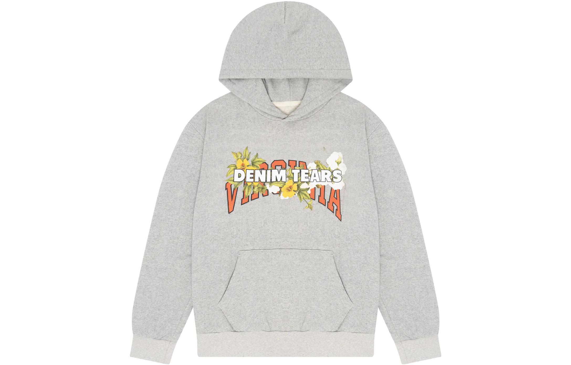 Denim Tears Floral Letter Graphic Hoodie Unisex Grey 201-070-25