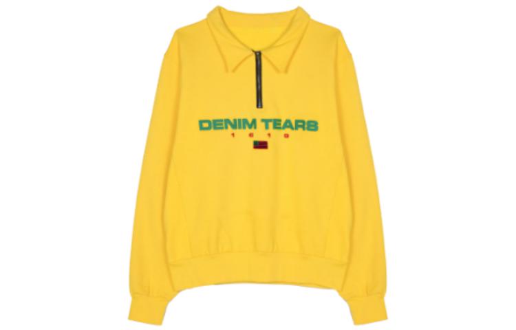 Denim Tears FW22 Alphabet Print Half-Zip Pullover Sweatshirt Yellow Men’s DT091604