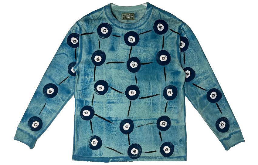 Denim Tears FW22 Geometric Print Crewneck Sweatshirt Blue - DT091502