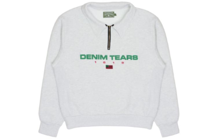 Denim Tears FW22 Grey Pullover Sweatshirt with Letter Print for Men DT091616