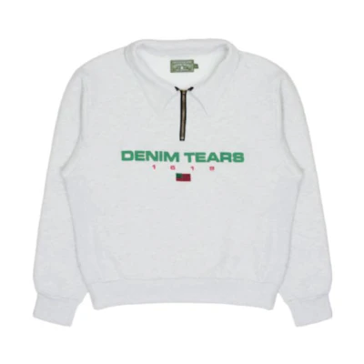 Denim Tears FW22 Grey Pullover Sweatshirt with Letter Print for Men DT091616