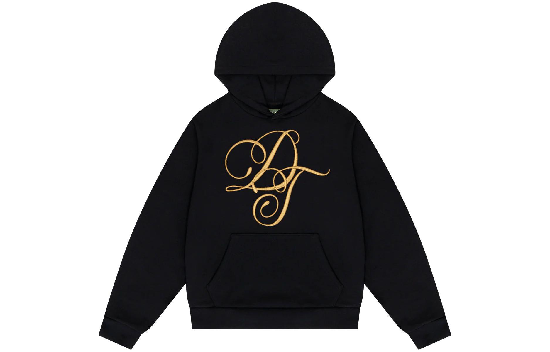 Denim Tears FW23 Black Hoodie with Gold Embroidered Logo Unisex 201-010-108