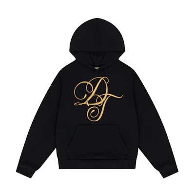 Denim Tears FW23 Black Hoodie with Gold Embroidered Logo Unisex 201-010-108