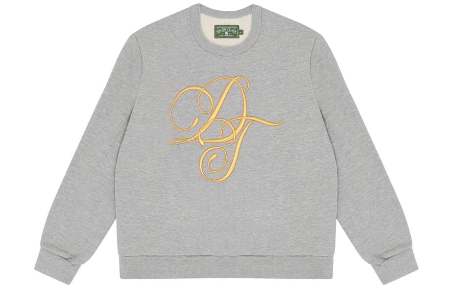 Denim Tears FW23 Grey Crewneck Sweatshirt with Gold Embroidered Logo Unisex 300-070-108