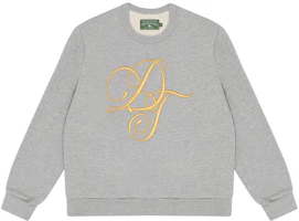 Denim Tears FW23 Grey Crewneck Sweatshirt with Gold Embroidered Logo Unisex 300-070-108 Denim Tears FW23 Grey Crewneck Sweatshirt with Gold Embroidered Logo Unisex 300-070-108