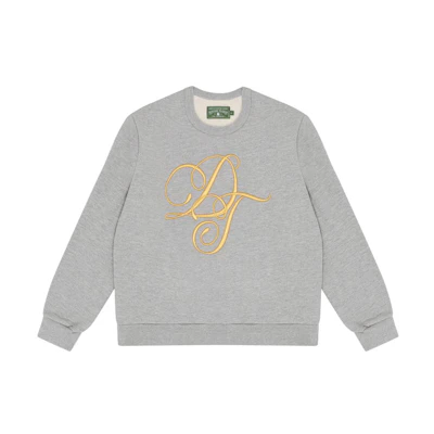 Denim Tears FW23 Grey Crewneck Sweatshirt with Gold Embroidered Logo Unisex 300-070-108
