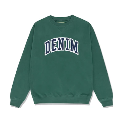 Denim Tears Green Oversized Letter Printed Long-Sleeve Sweatshirt 016-014-005