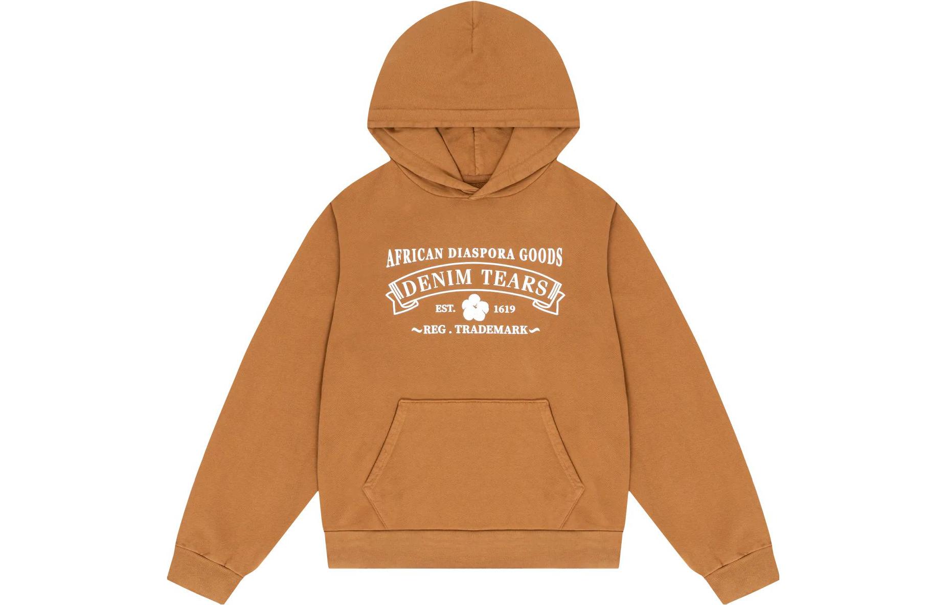 Denim Tears Letter Print Brown Hoodie Unisex 201-905-51