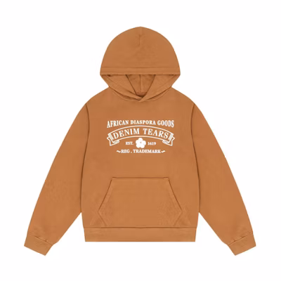 Denim Tears Letter Print Brown Hoodie Unisex 201-905-51