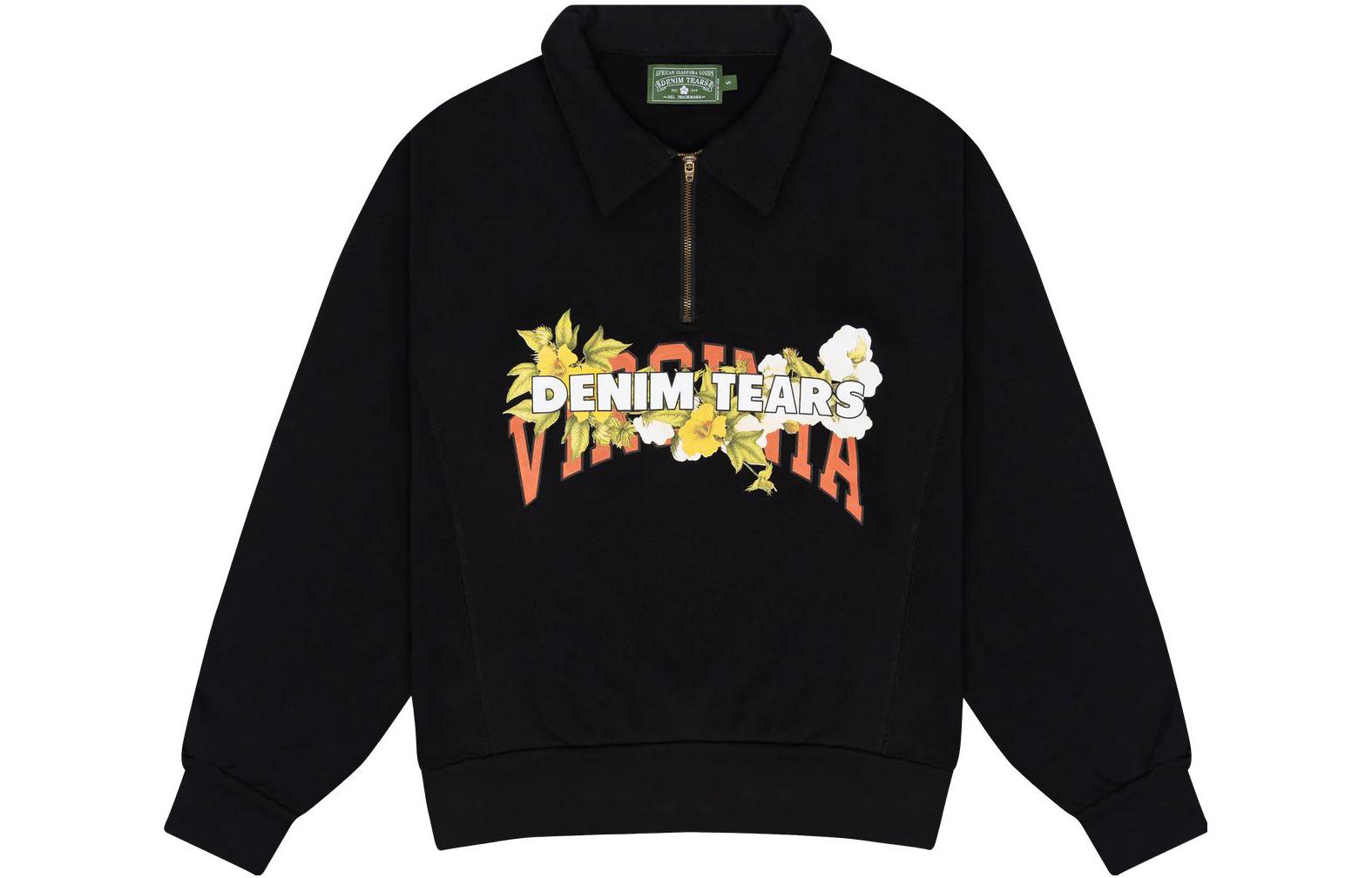 Denim Tears Letter Print Collar Sweatshirt Unisex Black 306-010-25