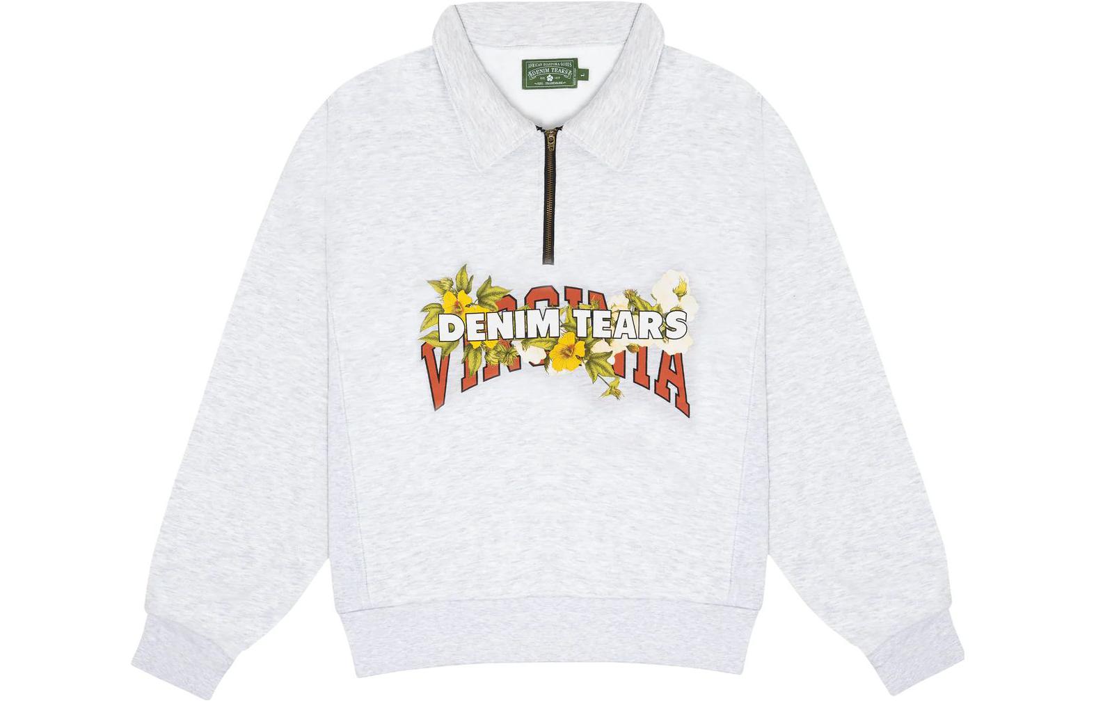 Denim Tears Letter Print Collared Sweatshirt Unisex Grey 306-070-25