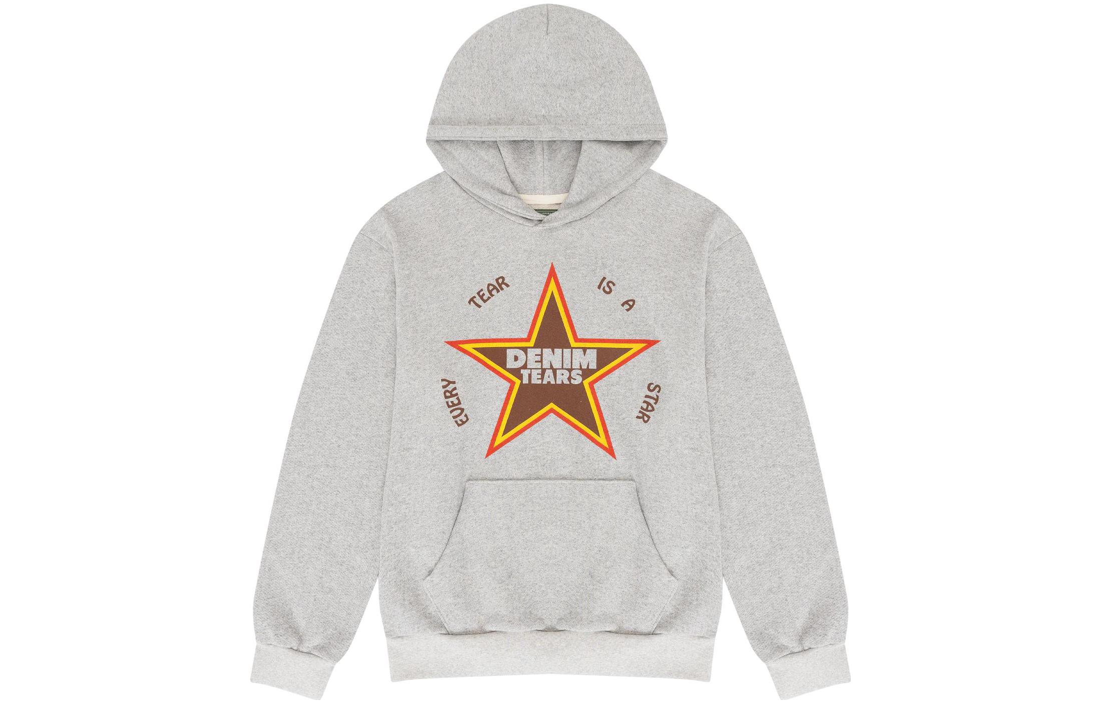 Denim Tears Letter Stars Pullover Hoodie Unisex Grey 201-070-89