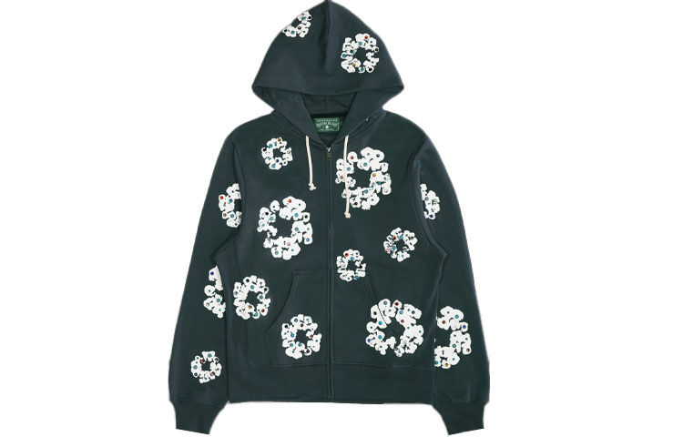 Denim Tears SS22 Floral Print Hoodie Blue - Unisex Casual Streetwear 202-101-46-L