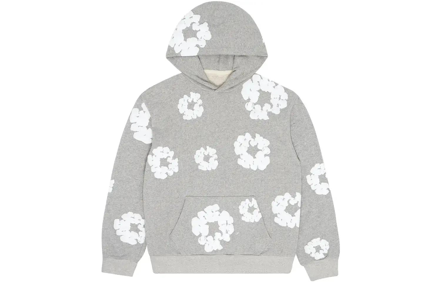 Denim Tears SS23 Floral Print Pullover Sweatshirt Unisex Grey 301-070-30-GREY