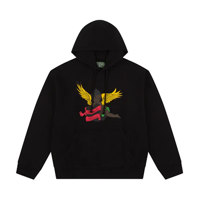 Denim Tears SS24 Black Cherub Drawstring Angel Print Hoodie Unisex - Black 013-006-133