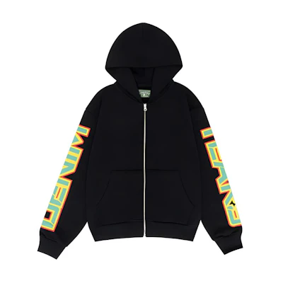Denim Tears SS24 Black Zip-Up Hoodie Unisex Letter Print Long Sleeve 014-006-135