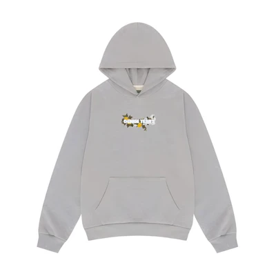 Denim Tears SS24 Embroidered Logo Hoodie Unisex Grey 013-016-001