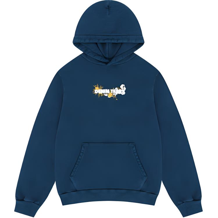 Denim Tears SS24 Embroidered Logo Hoodie Unisex Navy Blue 013-020-001
