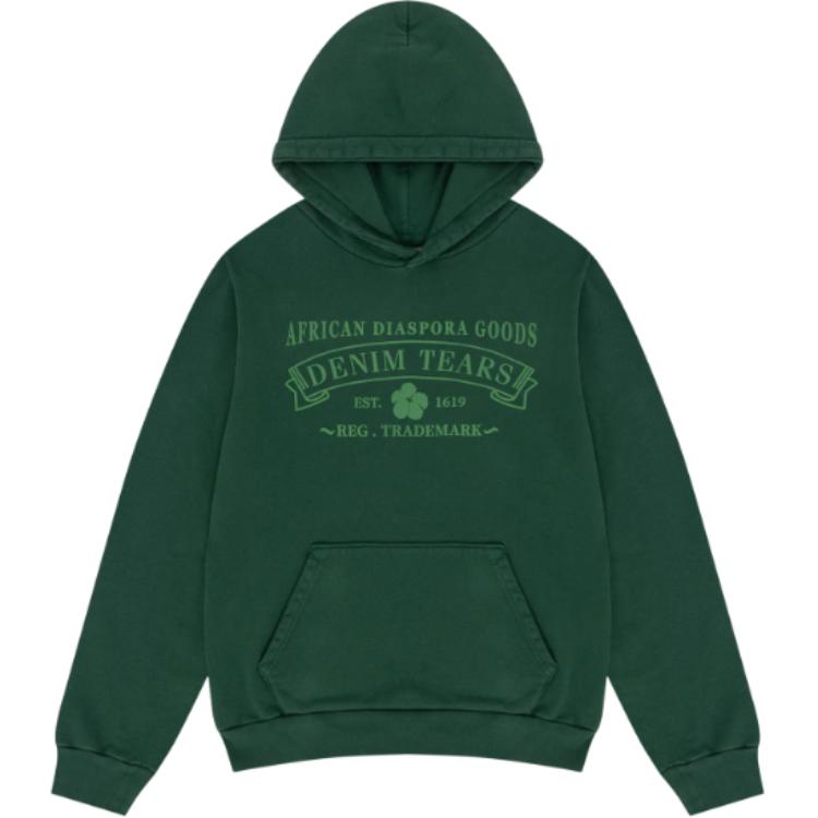 Denim Tears SS24 Green Lettering Hooded Pullover Sweatshirt Unisex 013-014-154
