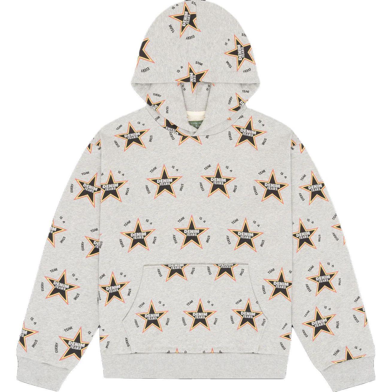Denim Tears SS24 Grey Star-Print Oversized Hoodie Unisex 013-016-132