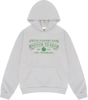 Denim Tears SS24 Grey Unisex Hooded Pullover Sweatshirt with Lettering 013-016-154 Denim Tears SS24 Grey Unisex Hooded Pullover Sweatshirt with Lettering 013-016-154