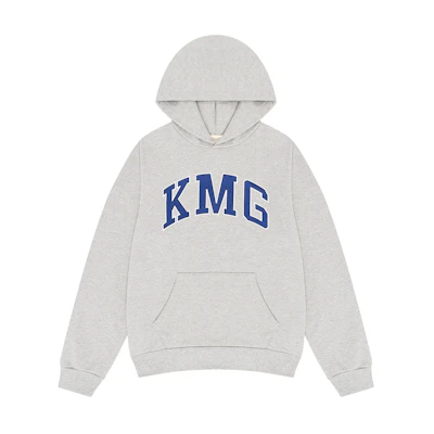 Denim Tears SS24 Kiss My Grits Embroidered KMG Logo Hoodie Unisex Grey 013-016-153