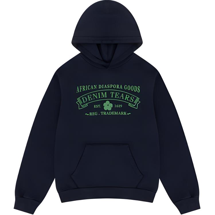 Denim Tears SS24 Navy Blue Unisex Pullover Hoodie 013-020-154