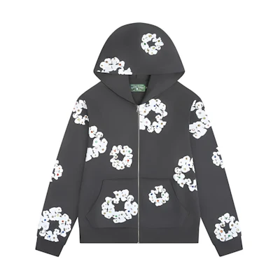 Denim Tears SS24 Rhinestone Hoodie Zip Black Unisex Vintage Style 201-010-38