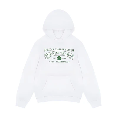 Denim Tears SS24 White Hoodie Pullover Sweatshirt Unisex Letter Print 013-033-154