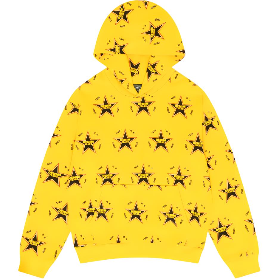 Denim Tears SS24 Yellow Pentagram Print Oversized Hoodie Men 013-036-132