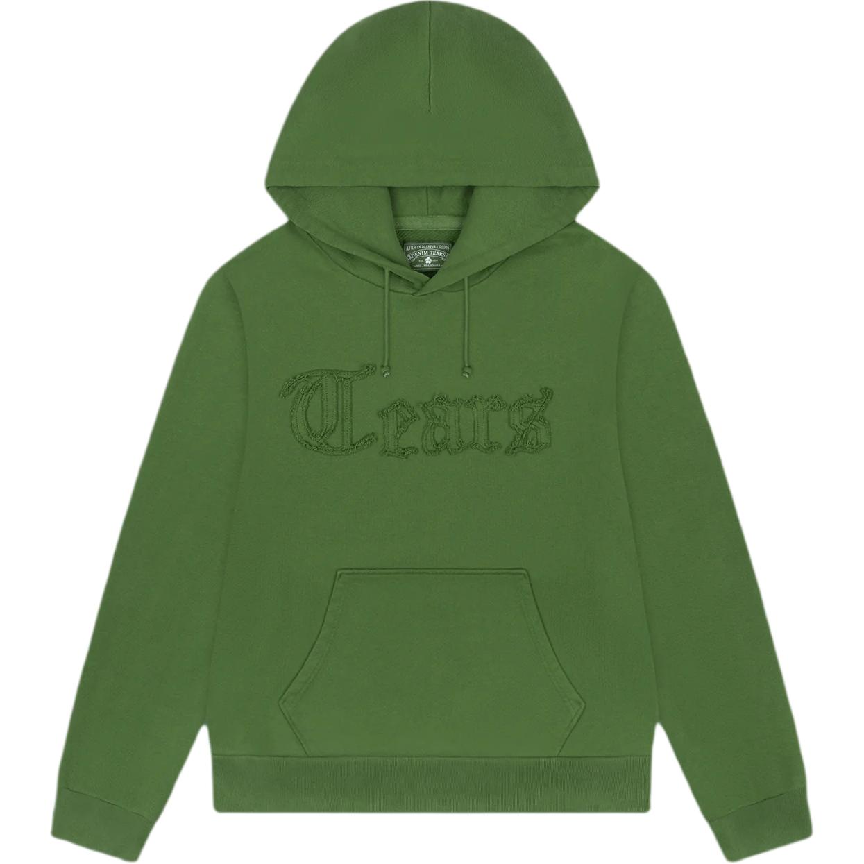 Denim Tears SS25 Green Letter Patch Kangaroo Pocket Hoodie Unisex Casual Wear SS25THD0611