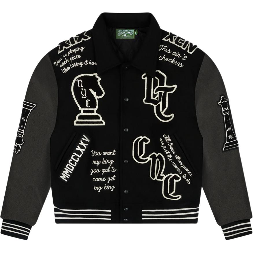 Denim Tears SS25 Letter Patch Logo Embroidered Buttoned Jacket Black Unisex SS25OCB0011