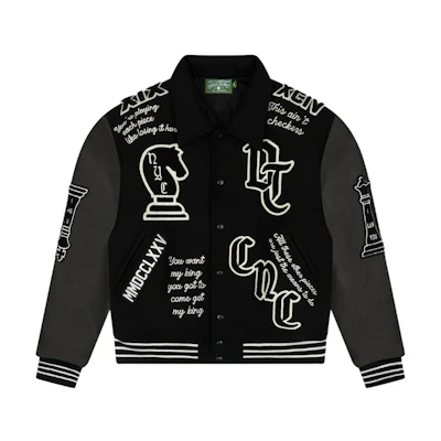 Denim Tears SS25 Letter Patch Logo Embroidered Buttoned Jacket Black Unisex SS25OCB0011