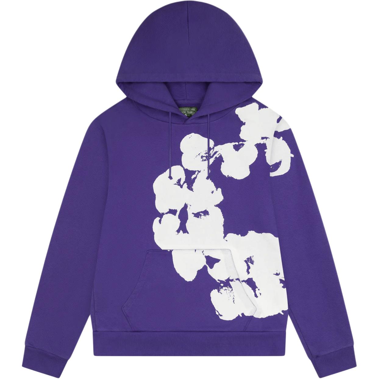 Denim Tears SS25 Purple Floral Print Drawstring Pullover Hoodie Unisex SS25THD0634