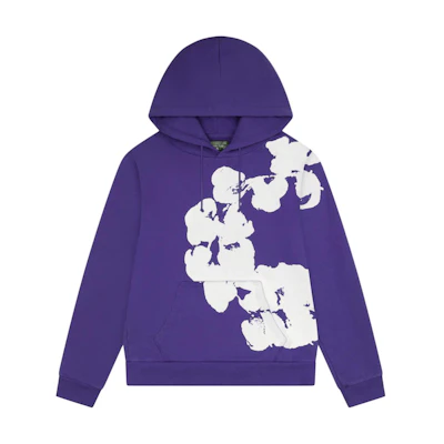 Denim Tears SS25 Purple Floral Print Drawstring Pullover Hoodie Unisex SS25THD0634